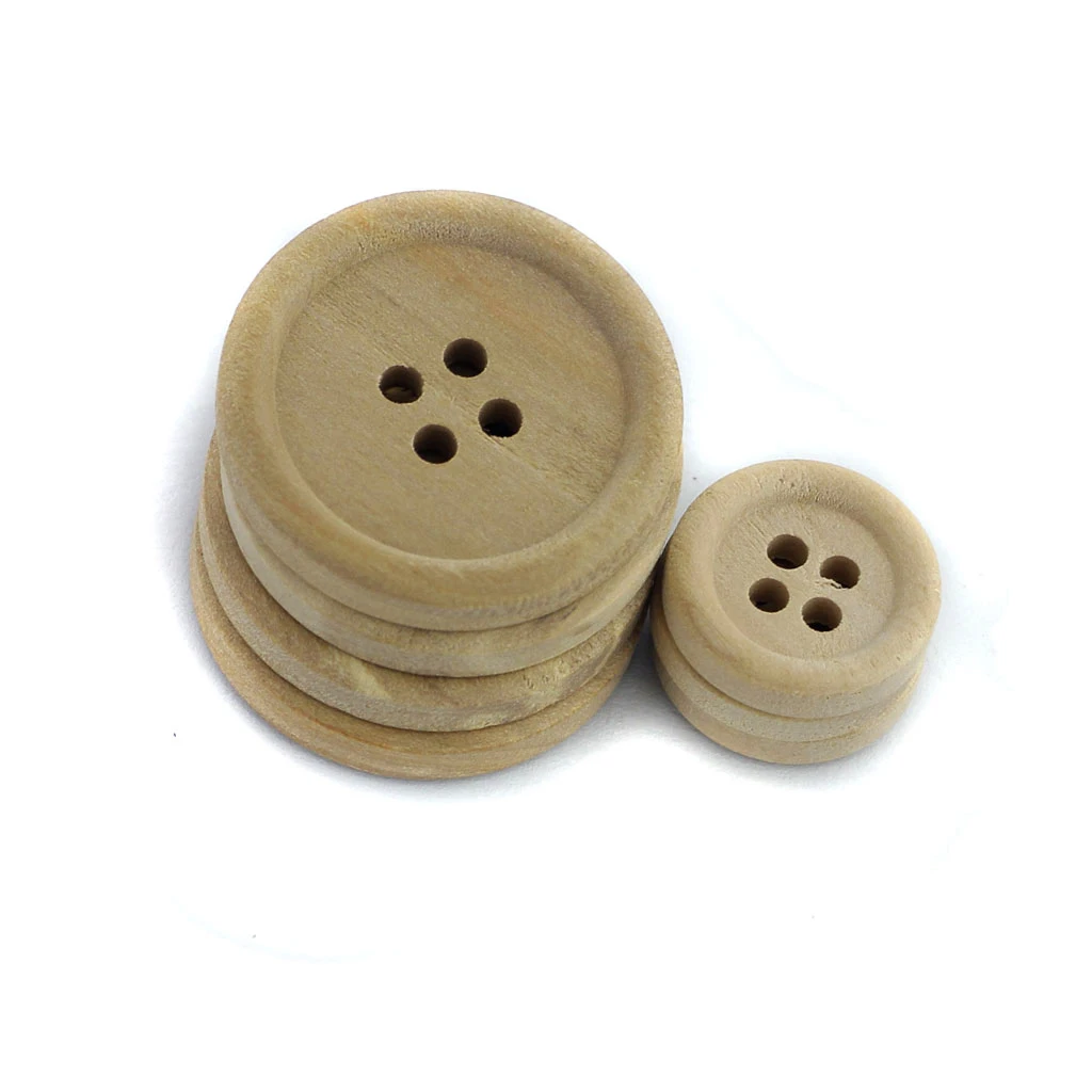 50 натуральных круглых деревянных пуговиц смешанного размера Швейные галантереи