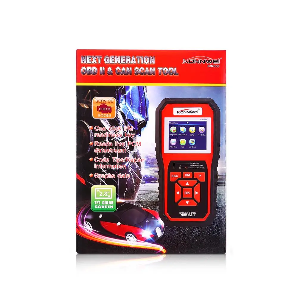 KONNWEI KW850 OBD2 автоматический диагностический сканер универсальный OBD Автомобильный