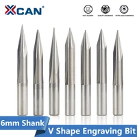 xcan cnc carving bit 6mm shank 15202530 degrees v shape end mill cnc router bit 2 flute milling cutter for wood engraving bit