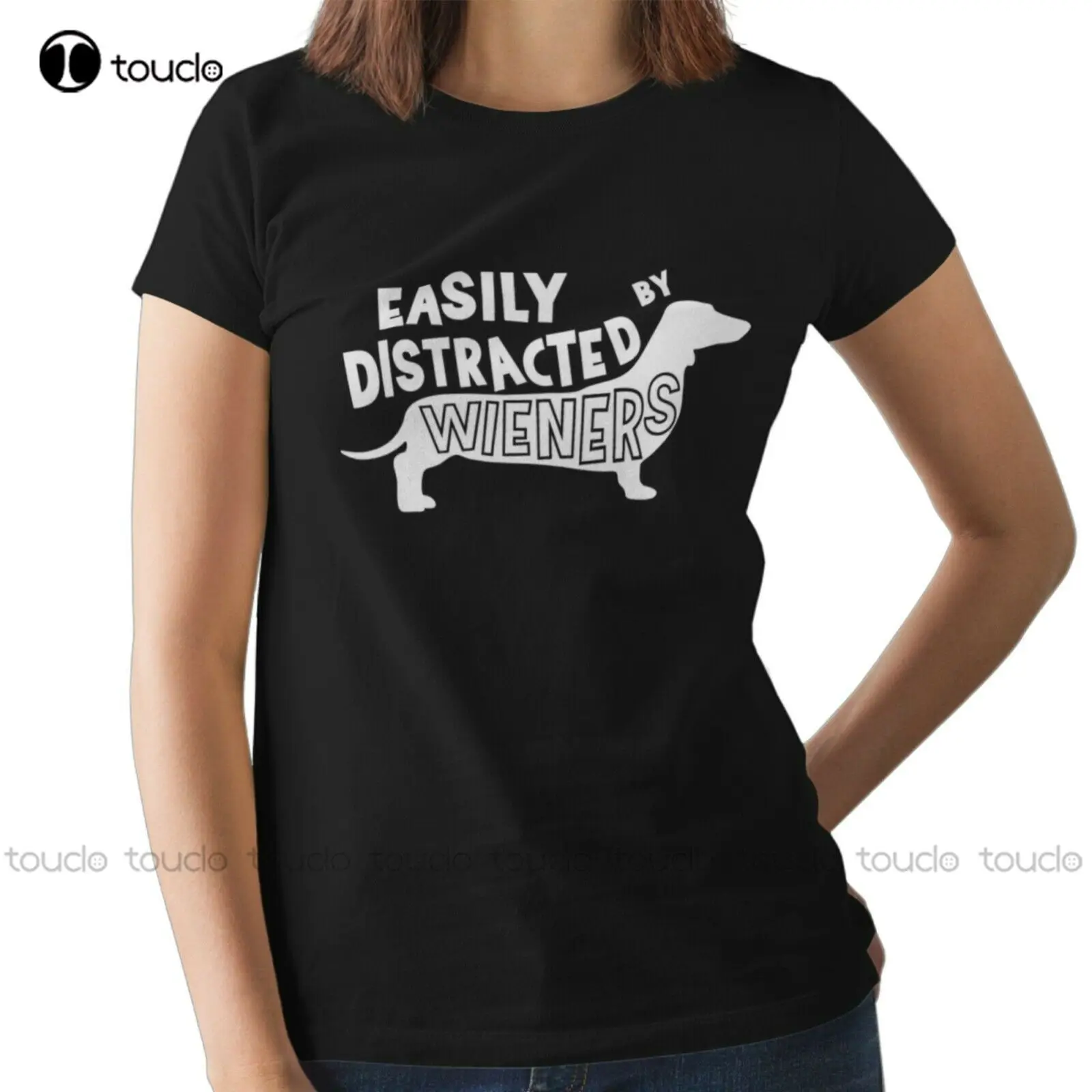 

New Easily Distracted By Wieners Womens T-Shirt Dachshund Weiner Sausage Dog Funny Golf Shirt Cotton Tee S-5Xl Unisex