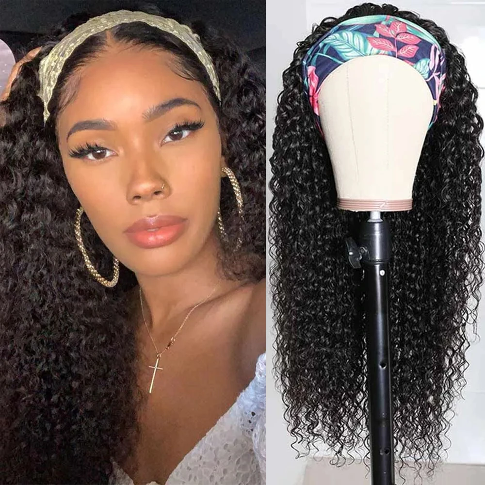 Кудрявая повязка на голову парик для женщин Remy бразильский кудрявый полный
