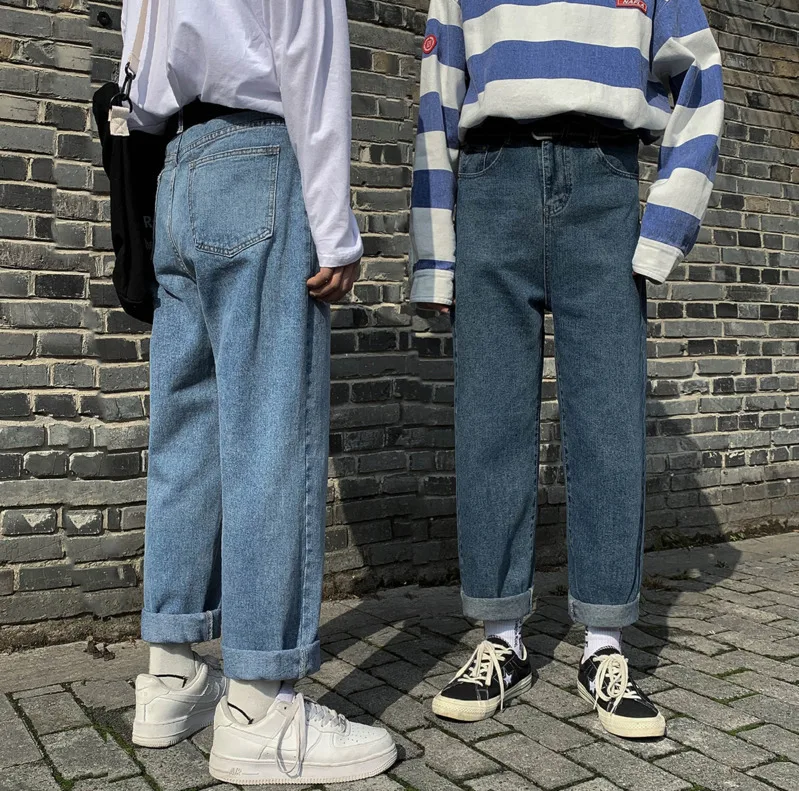 Новинка весна-осень 2020 популярные парные однотонные потертые джинсы для