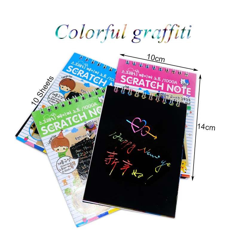 1 Pcs Random Mixed Colors 140 * 100mm Creative Mini-color DIY Scratch This Colorful Coil Sketch Book Each One 8-9 Sheets | Канцтовары