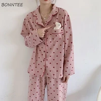 pajama sets women outfits spring basic soft korean trendy popular mujer sleepwear print daily girls 2 piece pajamas lounge wear