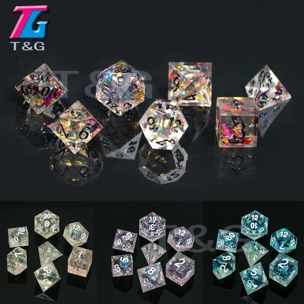 Новый Нежный красочный острый край и красивые кости набор 7 шт./компл. D4 D20 с DND RPG