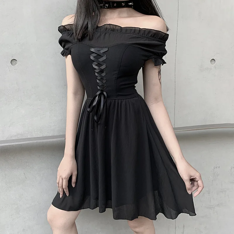

Punk Girls' Party Dress Sexy Stitching Bandage Gauze Lolita Skirt Summer, Birthday Dress for Women, Women Dresses Summer 2020