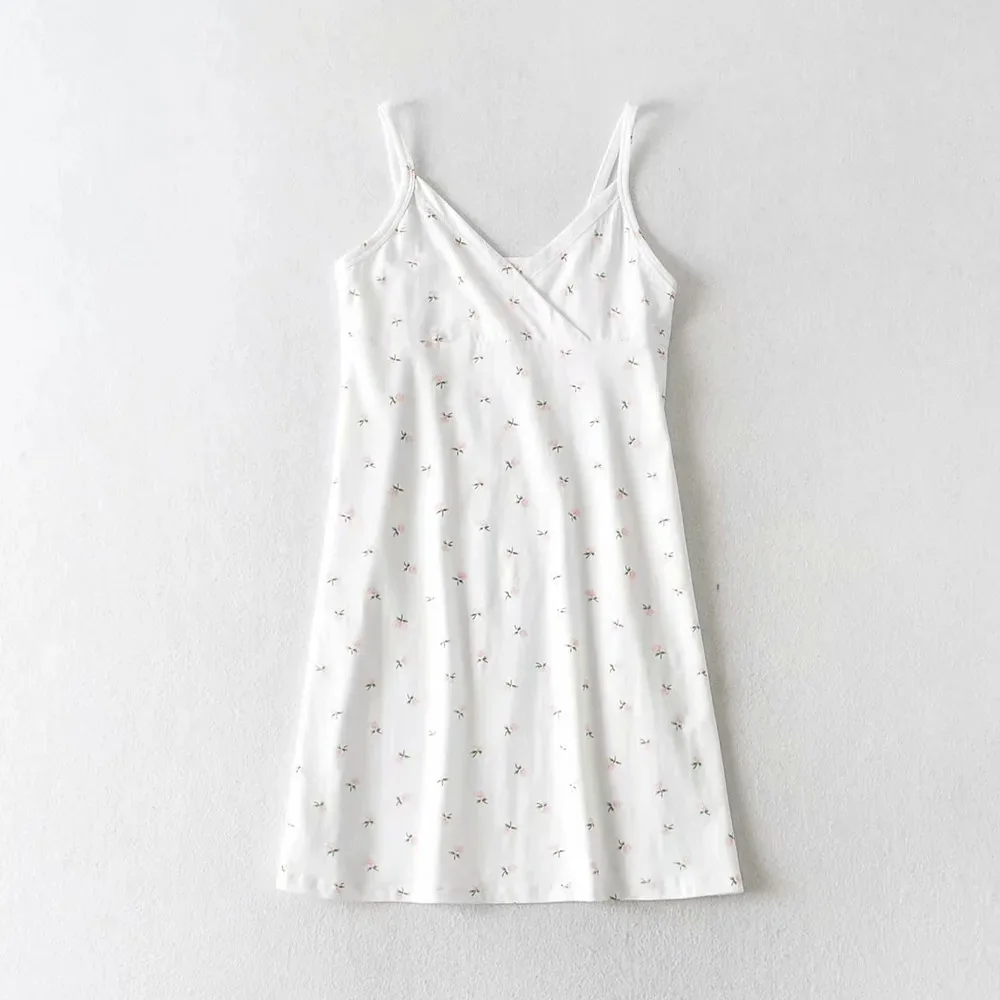 Summer Floral Print Cami Mini Sexy Dresses V Neck Female Robe Short Party Vintage vestido Backless Cotton blend Fit Sundress | Женская