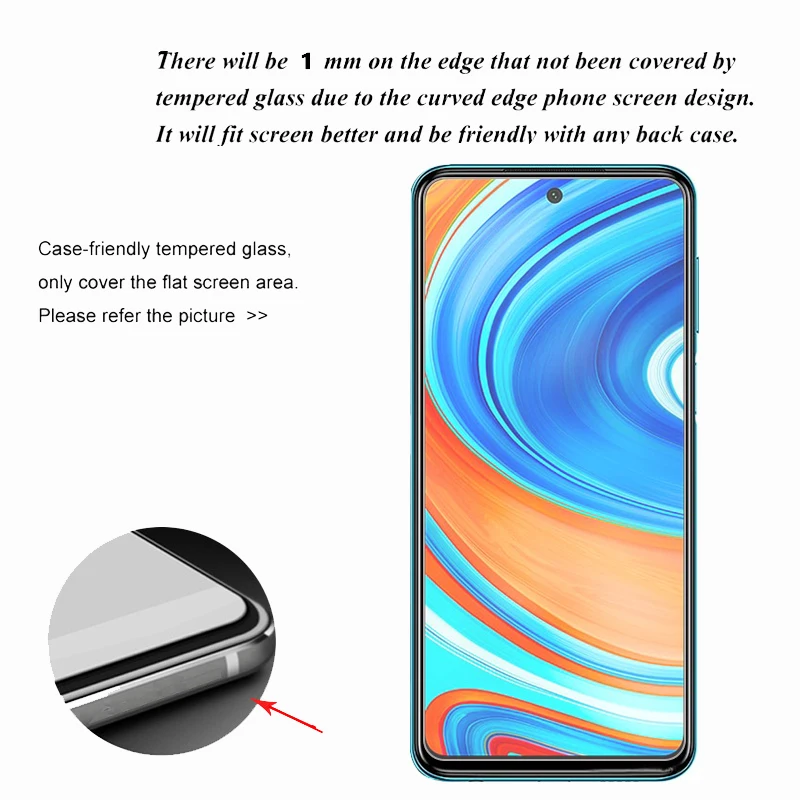 2 piezas de vidrio para Redmi Note 9 Pro Max Protector de pantalla de vidrio templado pel&iacute;cula protectora de tel&eacute;fono para Xiaomi Redmi Note 9 Pro Max Glass-2