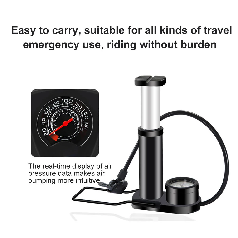 Насос для велосипедных шин портативный насос с ножной педалью и манометром на
