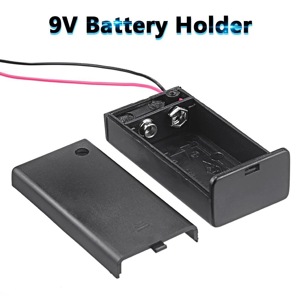 1Pc 9V Battery Holder Box with Connection Wires Cable Lead 9 Volt Case ON/OFF Switch Cover For DIY 6F22 PP3 |