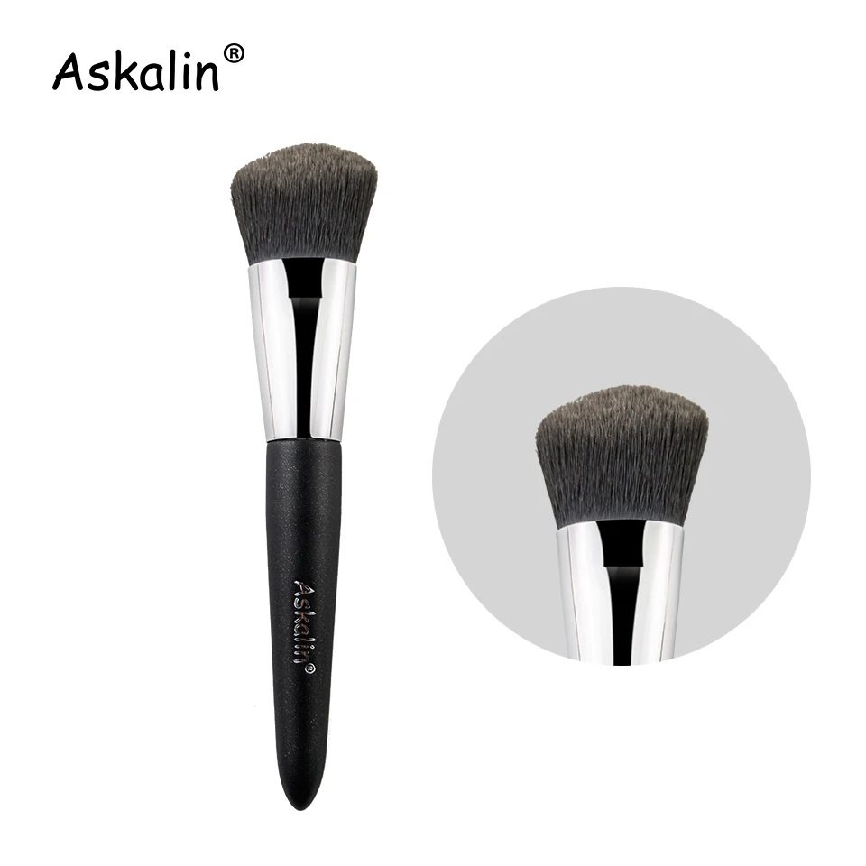 Askalin 1 шт., Профессиональная Кисть для макияжа, нано Шерстяное волокно, румяна, матовая черная ручка, пушистые розовые волосы, кисть для путешествий - Handle Color: AL05