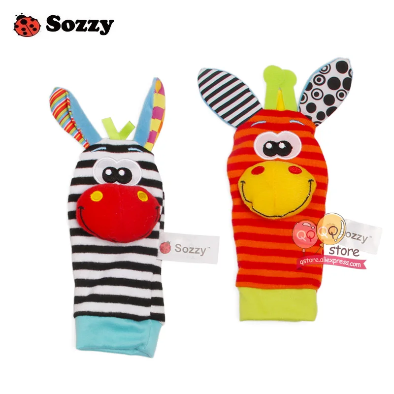 Socks 2PCS Sozzy Детские Погремушки Мягкие плюшевые игрушки 4 шт ноги запястья Набор погремушек Мультфильм Новорожденные развития Развивающие игрушки для детей подарок - Цвет: Socks 2PCS