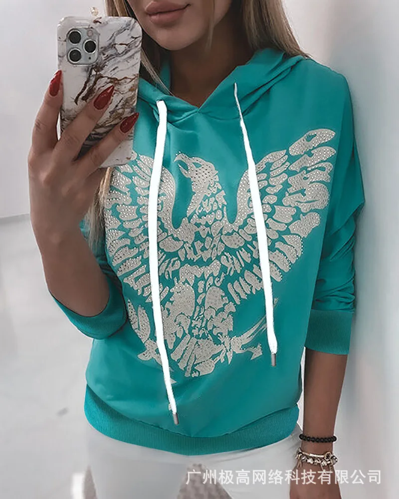 

Green Hoodies Women 2021 New Autumn and Winter Hot Drill Hooded Clothes