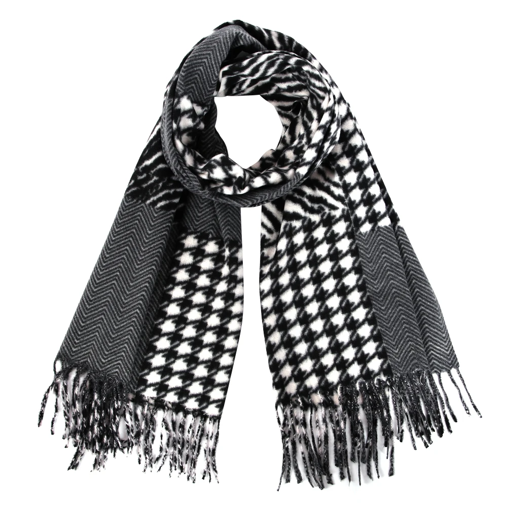 FOXMOTHER зимний Mujer глушитель волна зигзаг Зебра твидовый пэчворк кашемировый шарф