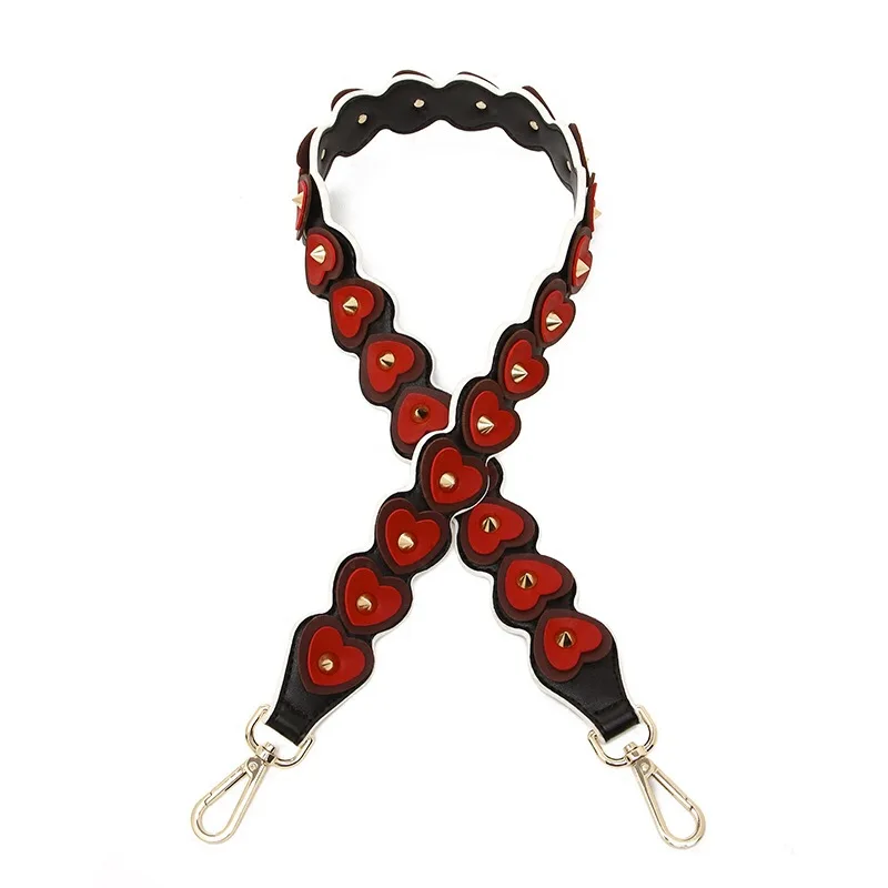 Female Bag Accessories Love Heart Decorate Shoulder Handle Woman Bag Strap Luxury PU Leather DIY O Bag Wide Shoulder Belt Strap