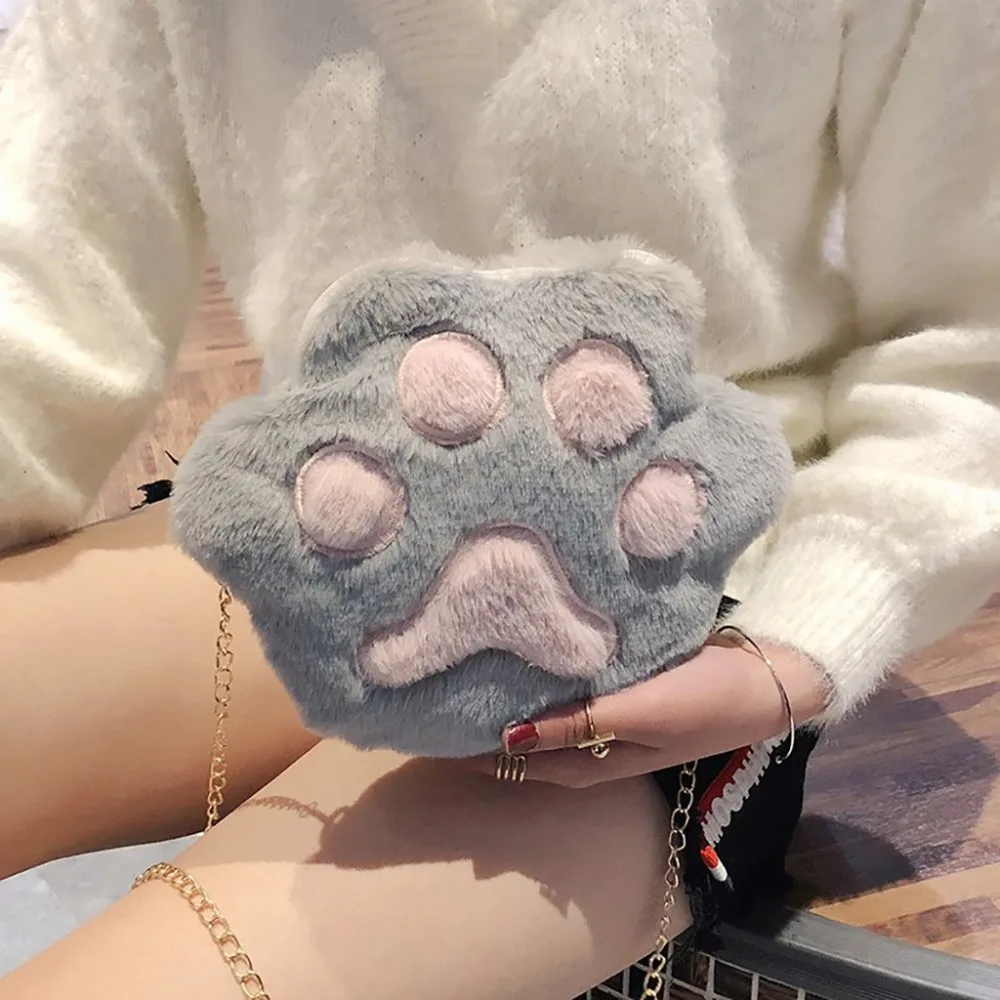 MOLAVE женская сумка через плечо с мультяшным плюшем Милая кошачья лапа сумка через плечо Студенческая сумка для телефона S93