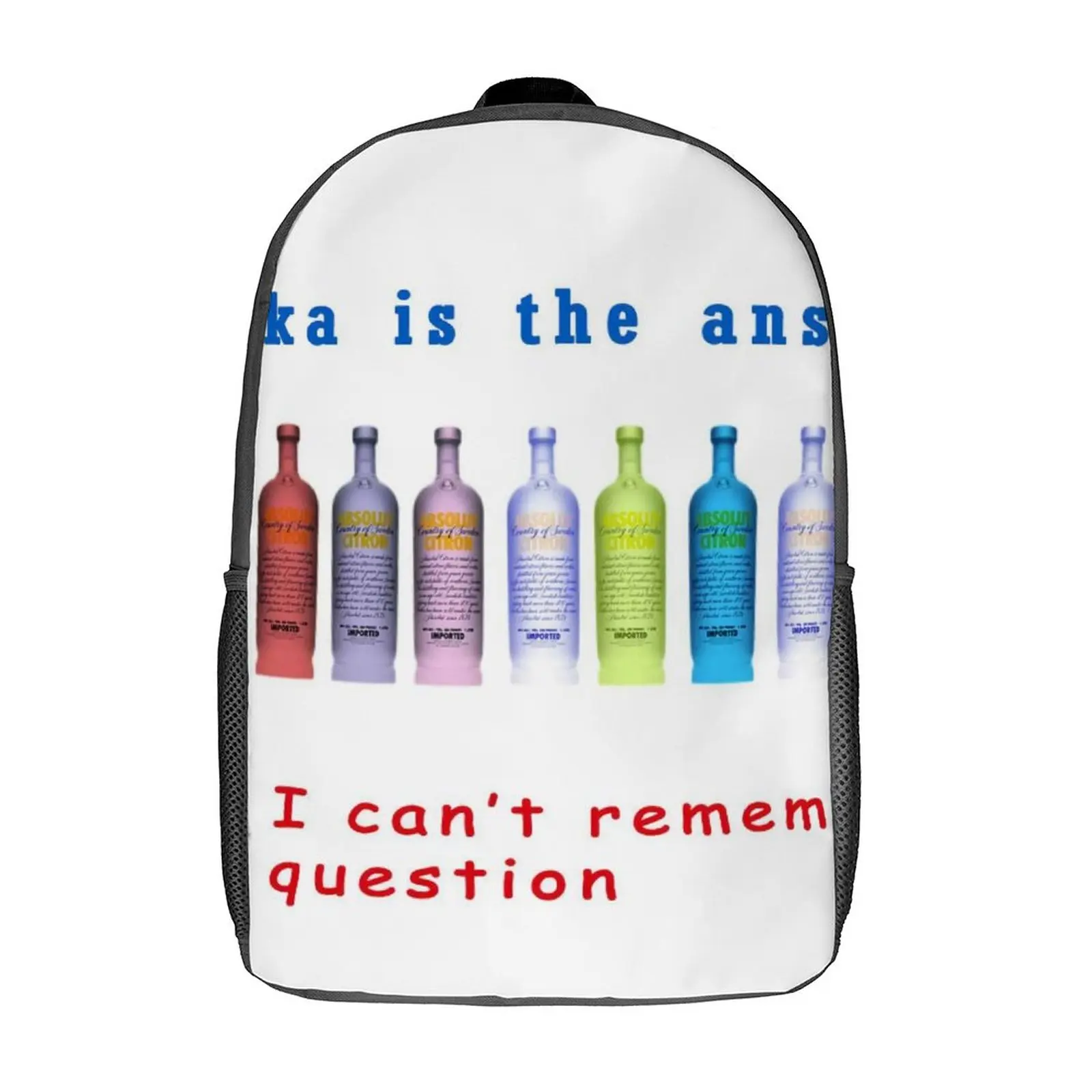 

Absolute Vodka Backpacks Fashion Polyester Fitness Backpack Unisex Breathable Bags