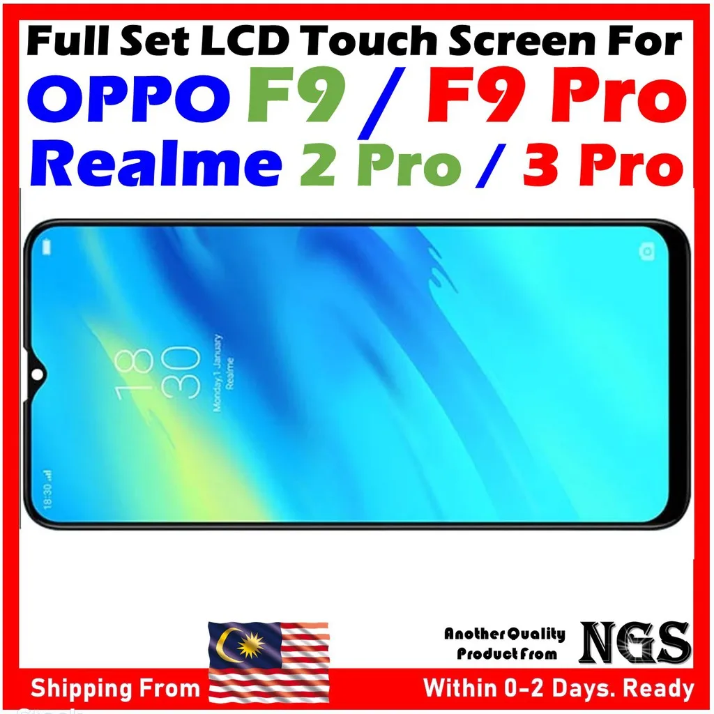 original full set lcd touch screen for oppo f9 oppo f9 pro realme 2 pro realme 3 pro with opening tools tempered glass free global shipping