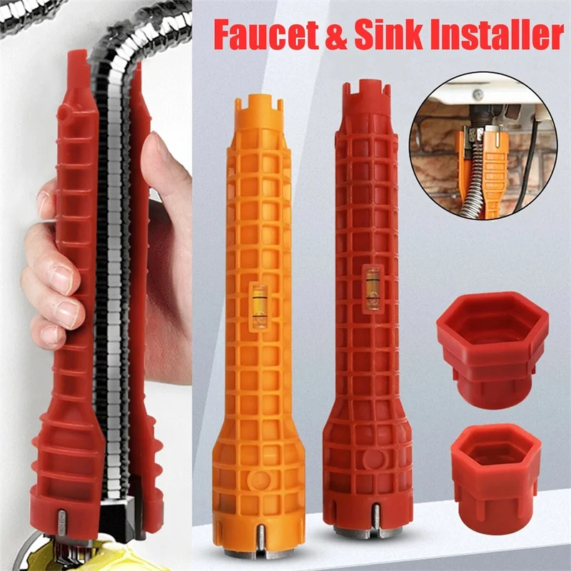 

8 In 1 Multifunctional Wrench Faucet Wrench Sink Spanner Water Pipe Hose Socket Tackle Pipe Wrench Bathroom Wrenches Tool Sets