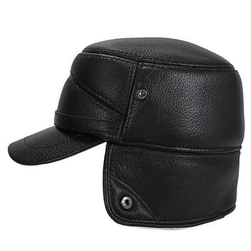 

Шапка мужская зимняя из натуральной кожи, теплая армейская шапка в стиле милитари, плотная меховая шапка из овечьей кожи, плоская шапка