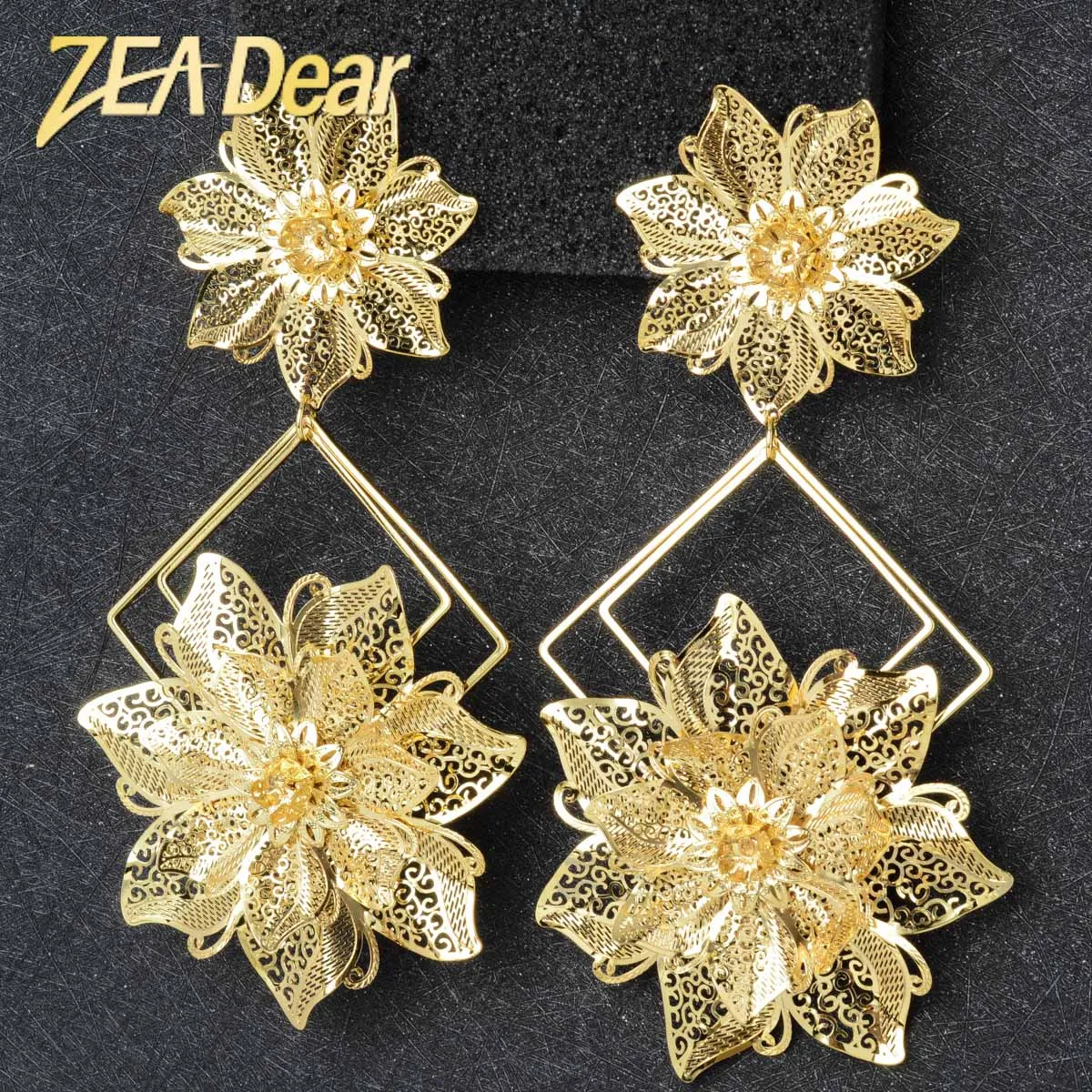 

Ювелирные изделия ZEADear, модные медные висячие серьги, цветок, романтический Изысканный Большой светлый стиль для женщин, подарки на вечерин...