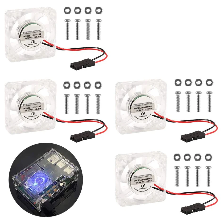 Кулер для маленького компьютера Raspberry Pi 30x30x7 мм Бесщеточный Охлаждающий