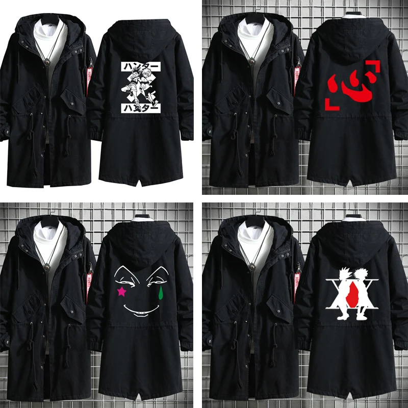 

2020 Hisoka Cosplay Costume HUNTERXHUNTER Trench Coat Gon Freecss Hooded Killua Zoldyck Zipper Thick Overcoat Jacket Warm Unisex