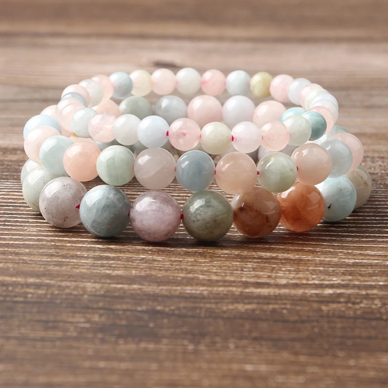 Натуральный браслет красочный турмалин морганит камень ручная цепочка подходит