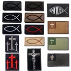 Вышитая нашивка с Иисусом нашивка в форме рыбы, символ христианской рыбы, тактическая эмблема, военные значки, Аппликации, вышитые нашивки