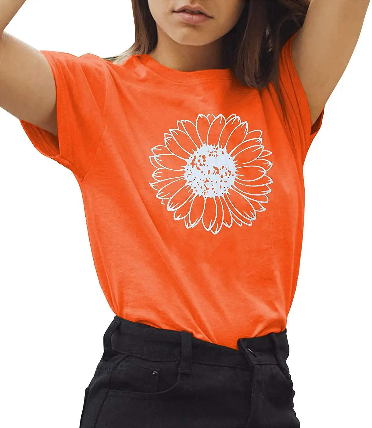 

Womens Sunflower Shirt,in Happy Spiring Summer Graphic Tees.Western Teen jr tee Tops