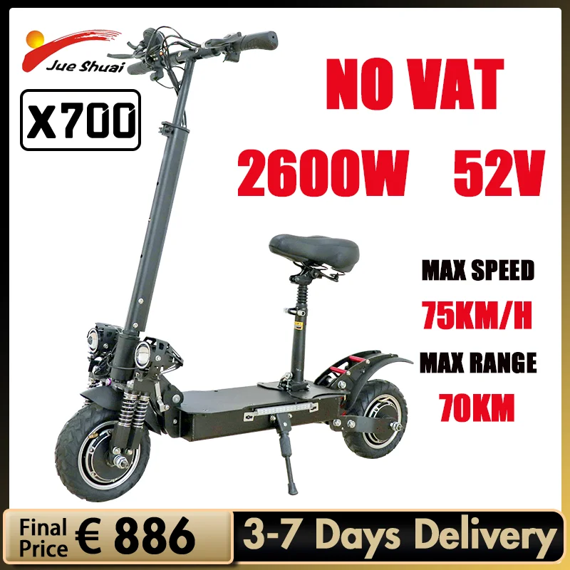 

EU Stock 2600W Powerful Motor 75KM/H Max Speed Electric Scooters Adults 20Ah Lithium Battery 70KM Long Range E Scooter