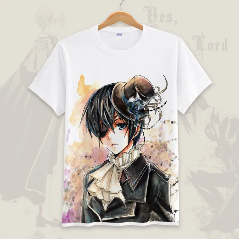 Футболка черного Батлера для косплея Себастьян михаелис зэль фантомайе летняя