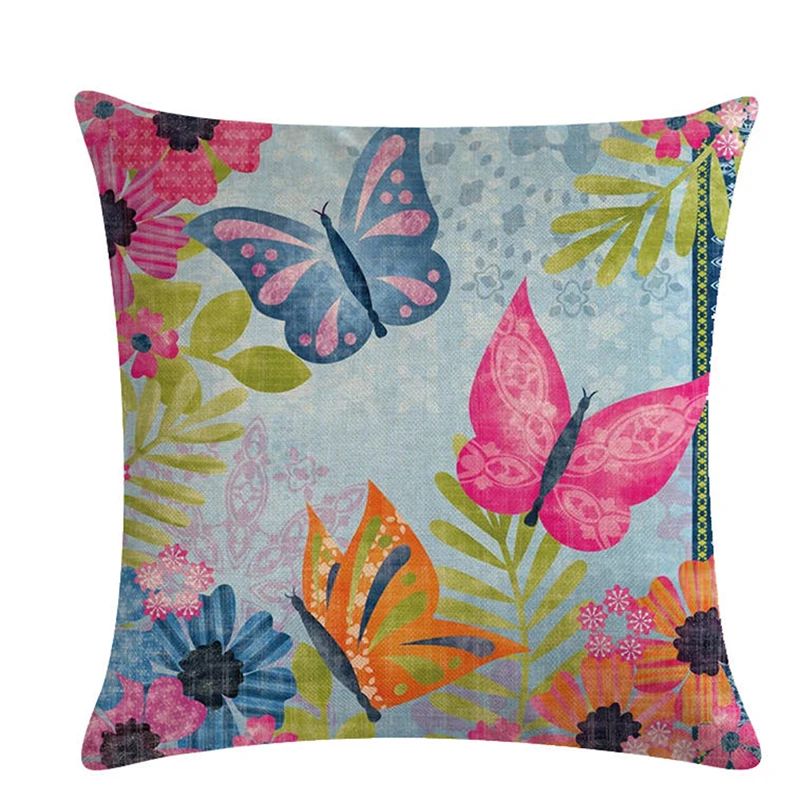 Butterfly Flower Bird Spring Pattern Pillow Cover Cushions For Sofa Oil Painting Pillowcase Case On The Art Throw Pillows | Дом и сад