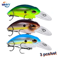 whyy 3pcslot topwater fishing lure minnow crankbait wobbler bass perch carp plastic artificial floating pesca fishing tackle