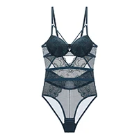 Hollow out push up pure color women sexy underwear Euramerican young ladies lingerie Beauty back pack cross female sleepwear - Цвет: Зеленый