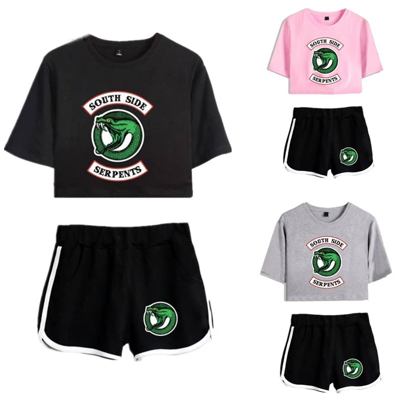 Женский спортивный костюм Riverdale South Side с зеленым рисунком шорты Sport Serpents |