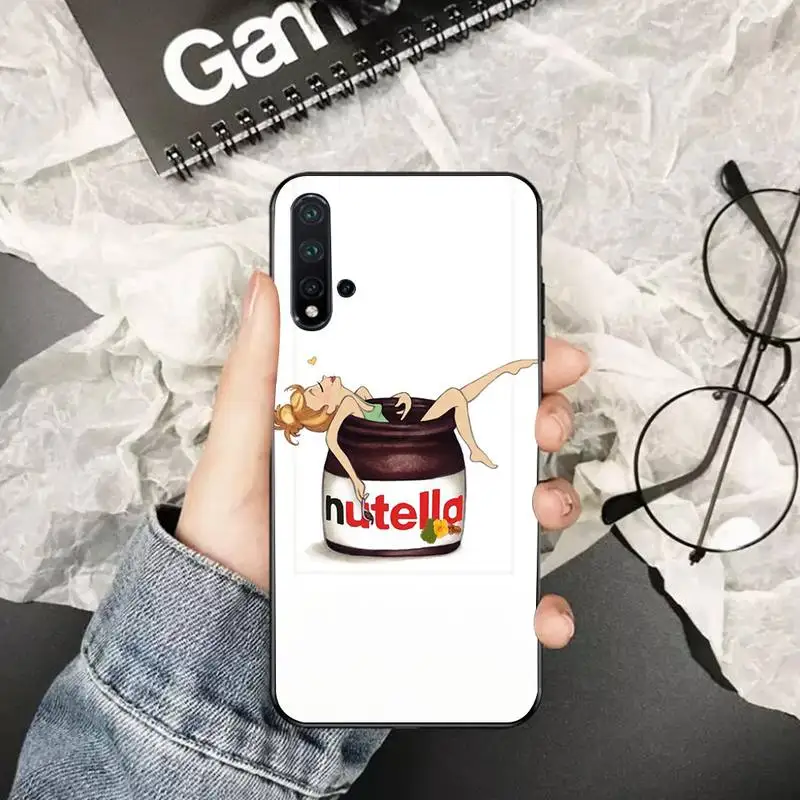 Черный мягкий чехол для телефона PENGHUWAN с шоколадной едой Tumblr Nutella Huawei Honor 20 10 9 8 8x 8c