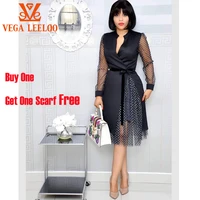 2021 summer sashes large mesh lace patchwork polka dot african women plus size s 6xl dresses