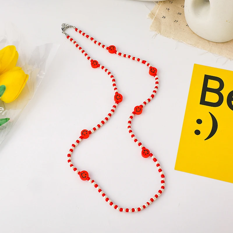 

Korean Smiley Beads necklace Glasses Chain Anti-lost Mask Lanyard Women Girls Bohemian Colored Glasses Rope Eyewear Accessories