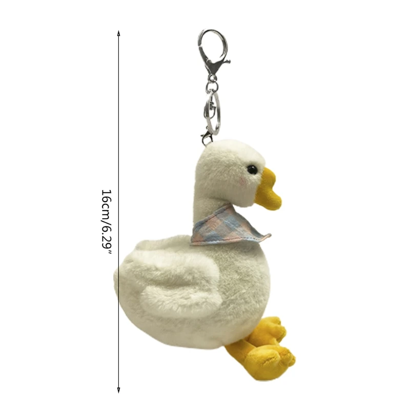 

4XBC Cartoon Duck Car Keychain Cute Plush Animal Keychains for Backpacks Lovely Soft Stuffed Doll Women Bags Pendant