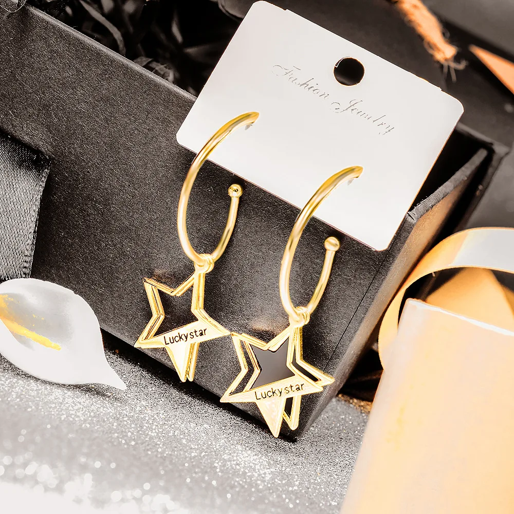 Yun ruo женские золотой цвет на удачу серьги в виде звезды крюк S925 серебро