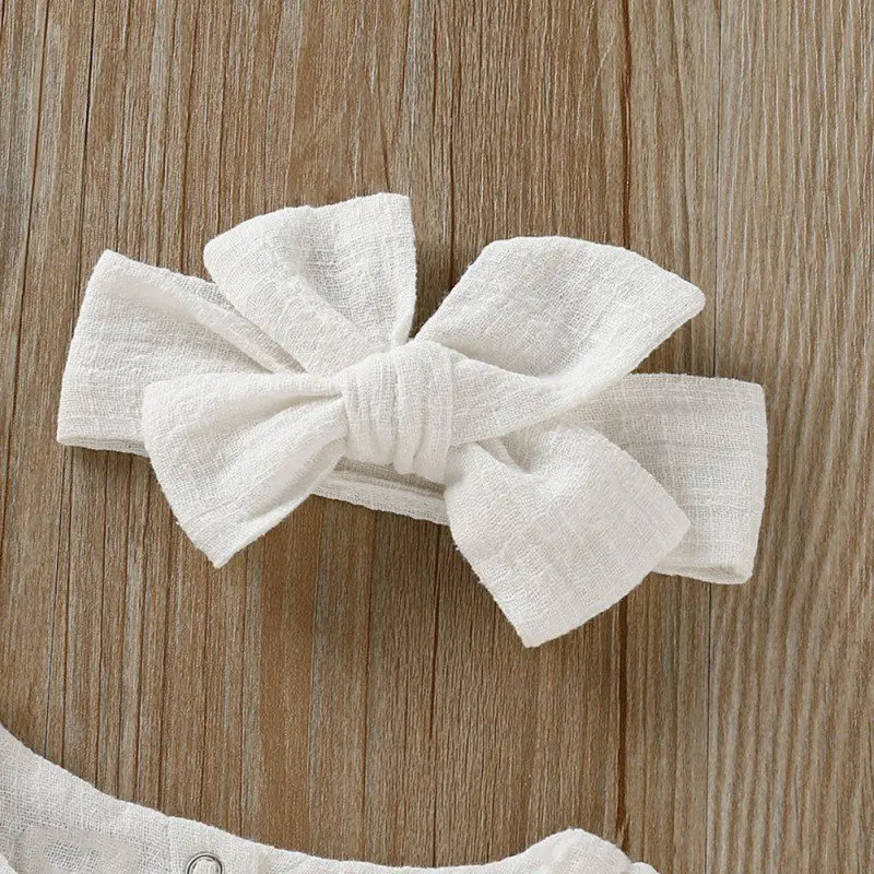 Летний комбинезон для новорожденных девочек хлопковый и льняной с расклешенными