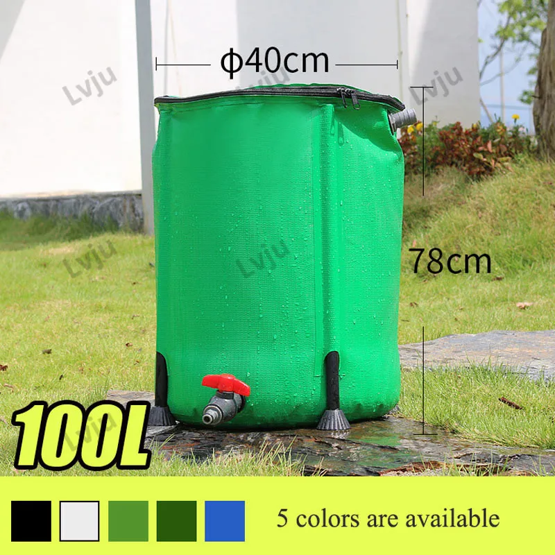

Lvju Folding Rainwater Collector Tank 100 Liter 26 Gallon Diameter 40cm x Height 78cm Collapsible Rain Barrel Water Collector