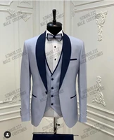light blue men suits for wedding 2021 shawl lapel slim fit groom wear tuxedos prom groomsmen male best man blazer costume homme