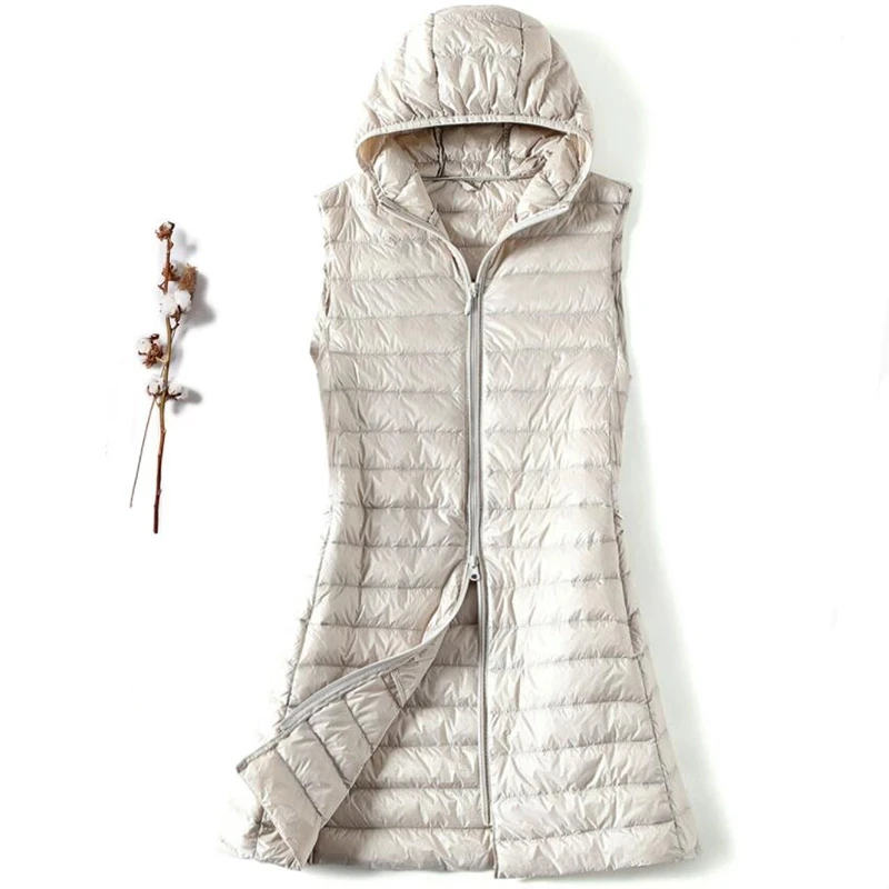 

NewBang Winter Plus Size 4XL Womens Down Jackets Ultra Light Long Hooded Vest Casual Waistcoat Autumn Coat Slim Parkas