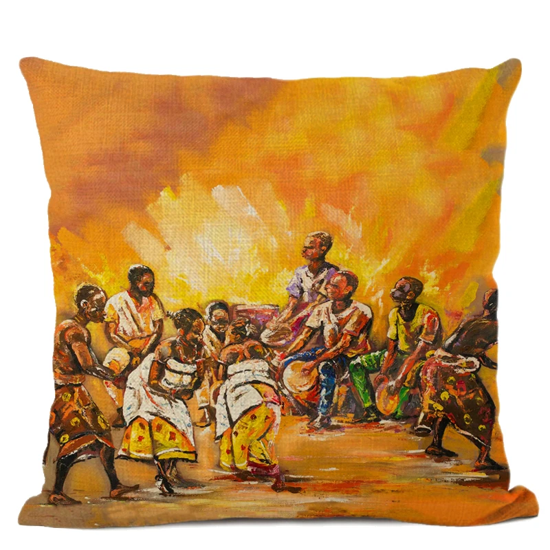 Африканская племенная жизнь картина маслом диванная наволочка для дивана