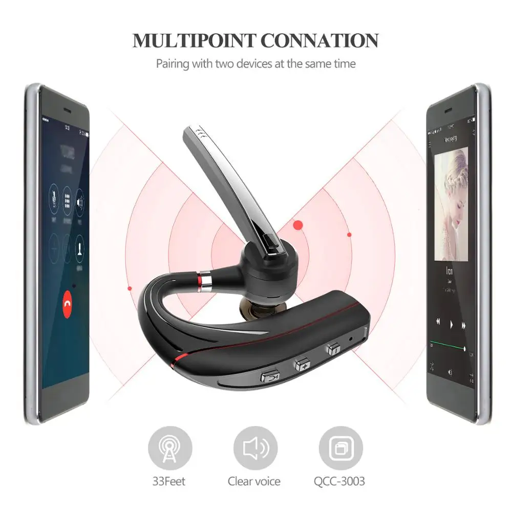 Бизнес Bluetooth наушники Стерео шумоподавление Bluetooth наушники Hands-free смартфон беспроводная гарнитура