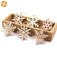 6pcslot vintage christmas snowflakes wooden pendants ornaments wood craft kids toys christmas decorations tree ornaments gifts