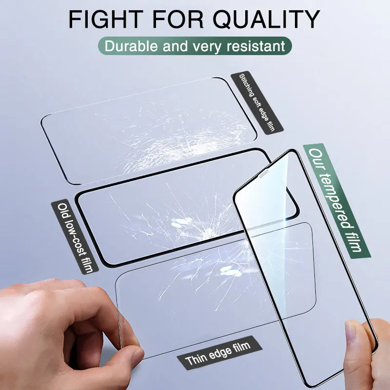 

3PCS Full Cover Protective glass on For iPhone 12 11 Pro Max tempered Glass film On iPhone 11 X XR XS Max Screen Protector Edge