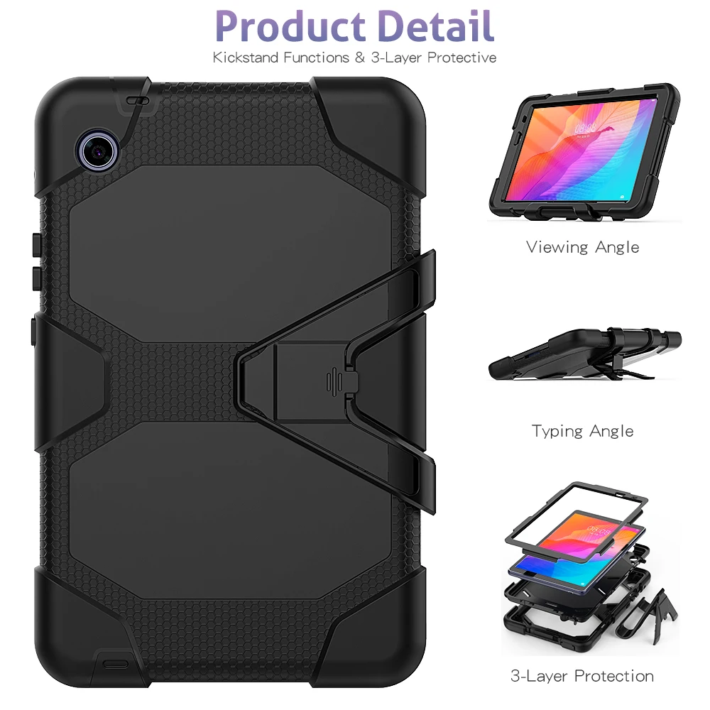 

Heavy Duty Protection Case for Huawei MatePad T8 8.0 Soft Silicone Full body Cover with Kickstand for Huawei Mediapad T3 T5 10.1